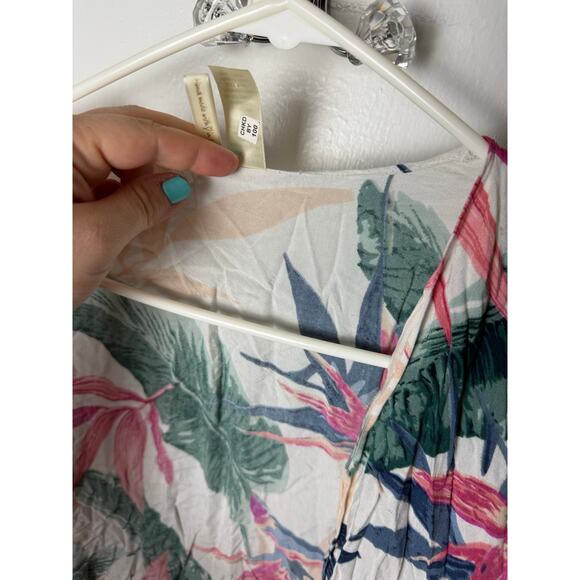 Japna Kimono Cover Up Women's One Size White Tropical Floral Print Lightweight - Picture 5 of 6